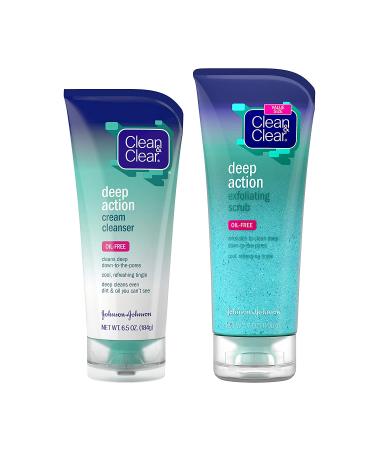 Clean & Clear Oil-Free Deep Action Exfoliating Facial Scrub - Cooling Daily Face Wash for Smooth Skin - 7 oz - Buy Online on GoSupps.com