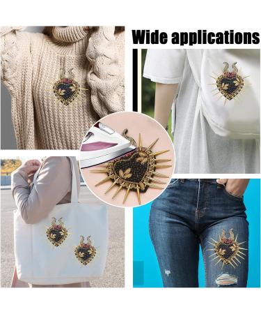 CHGCRAFT 2 Pcs Embroidery Beaded Rhinestone Heart Patches - Punk Style Sew on Patches for Clothing Repair - Gold Sequin Paillette - Buy Online on GoSupps.com