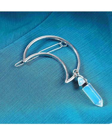 Andelaisi Boho Moon Hair Clip - Vintage Crescent Hairpin with Natural Stone Pendant - Hexagonal Crystal Drop Barrette for Women and Girls - Buy Online on GoSupps.com