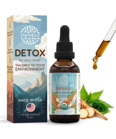 HerbEra Arkansas Herbal Detox Blend - USDA Organic Extract Made in USA | Immune & Liver Support Liquid Drops | Dandelion Root Licorice Milk Thistle Rhodiola Mullein Leaf | 2 fl oz