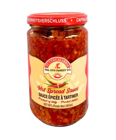 Tutto Calabria Hot Spread Sauce in Oil 285ml (9.6 Fl Oz) Crushed Chili Pepper Paste - Calabrese Spicy Red Peppers mixed with Vegetables in Olive Oil - Italian Hot Sauce - Perfect for Pasta Pizza Jelly Pesto Antipasto - Pepperoncini