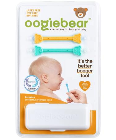 oogiebear - Nose and Ear Gadget. Safe, Easy Nasal Booger and Ear Cleaner for Newborns and Infants. Dual Earwax and Snot Remover - 2 Pack with Case - Orange and Seafoam 1 Orange + 1 Seafoam booger picker