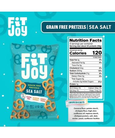 FitJoy Gluten Free Pretzels - Sea Salt Twists | Grain Free, Made in USA, Nut Free, Non-GMO, Vegan Certified | 5 oz (Pack of 6) - Buy Online on GoSupps.com