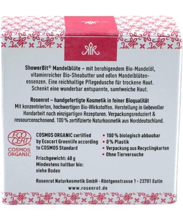 Rosenrot Naturkosmetik - ShowerBit - firm shower gel almond blossom - 55g - nourishes intensively dry skin For a wonderfully soft skin feeling. - Buy Online on GoSupps.com