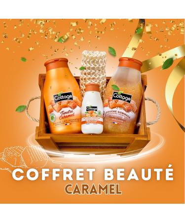 Cottage Tendre Caramel Gift Box - 1 Shower Gel + 1 Shower Scrub + 1 Moisturizing Body Lotion + 1 Exfoliating Glove - Made in France - Buy Online on GoSupps.com