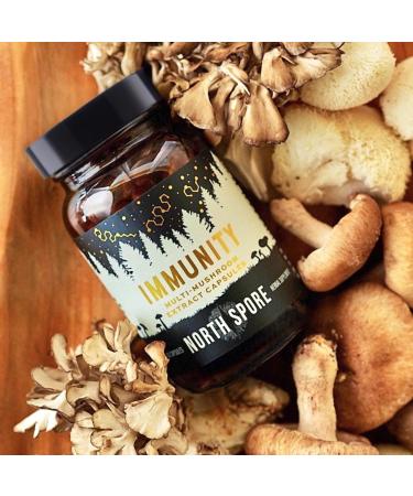 North Spore Immunity Mushroom Supplement Capsules | Organic Turkey Tail Chaga Reishi Maitake Shiitake Blend | Immune Functions & Balanced System Response | 100% Fruiting Body Extracts - 60ct - Buy Online on GoSupps.com