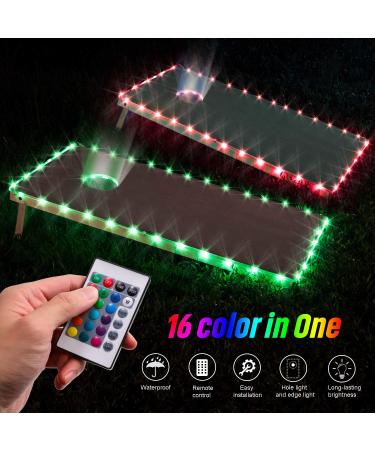 LED Cornhole Lights - Remote Control Board Edge and Ring Lights - 16 Color Options - Perfect for Nighttime Bean Bag Toss Game - 2 Sets 4ft x 2ft - Buy Online on GoSupps.com
