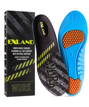 (New) Exland Work Comfort Orthotic Gel Insoles for Men and Women - Standing All Day Cushioning Shock Absorbing Shoe and Boot Inserts - Anti Fatique - Trim to Fit (Size: L) 1 Pair L (Men 7-12 | Women 10-13.5)