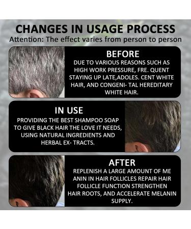 Reverse Gray Hair Solid Shampoo Anti White Hair Black Hair Soap Anti Gray Bar Black Soap Gray Hair Darkening Man Black Soap For White Black Hair With 1 Bubble Net - Buy Online on GoSupps.com