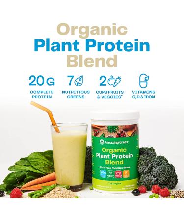 Amazing Grass Organic Plant Protein Blend - Vegan Protein Powder with Beet Root - Pure Vanilla Flavor - 20 Servings - Buy Online on GoSupps.com
