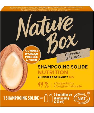 Nature Box - Solid Nutrition Shampoo - With Cold Pressed Argan Oil - With Organic Shea Butter - Very Dry Hair - 99% Ingredients of Natural Origin - 85g Soap - Buy Online on GoSupps.com