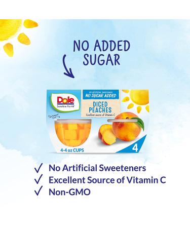 Dole Fruit Bowls Diced Peaches No Sugar Added, Gluten Free Healthy Snack, 16 Ounce - Pack of 4 - Buy Online on GoSupps.com