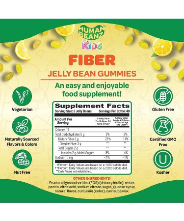 Kids Fiber Jellybean Gummies - 120 Nutritional Vegetarian Supplements - Buy Online on GoSupps.com
