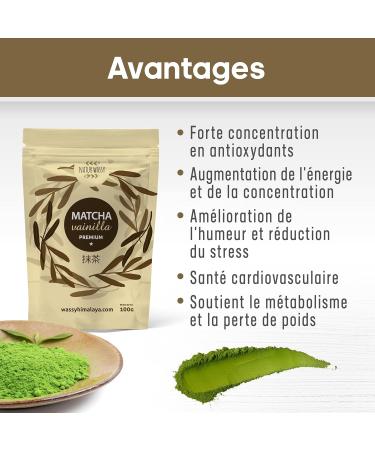Th matcha la vanille qualit premium en poudre. 100% naturel. 100 g de th vert matcha puissant d toxifiant et antioxydant. Matcha pur de culture. 100 doses. (100g Vanille) Vanille 100g - Buy Online on GoSupps.com