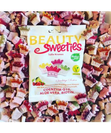 Beautysweeties Fruity Sweet & Vegan Fruit Gum Crowns - 15% Fruit Puree - 125g Bag - Buy Online on GoSupps.com