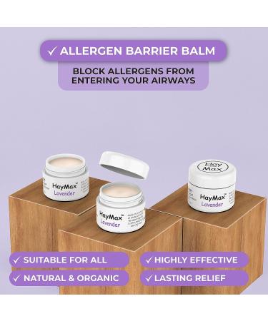 HayMax Lavender Allergen Barrier Balm 5ml - Organic Non-Drowsy Relief for Hay Fever Allergy - Traps Pollen & Dust - For Adults, Kids & Pregnant Women - Buy Online on GoSupps.com