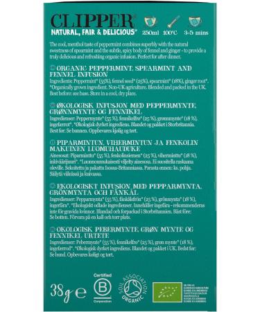 Clipper Organic After Dinner Mint & Fennel Tea Bags | 20 Infusion Peppermint & Fennel Sachets | Caffeine Free Teabags | Eco-Conscious Herbal Tea Bags | Natural Unbleached Plant-Based & Biodegradable Pack of 3 - Buy Online on GoSupps.com
