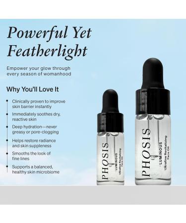 Phosis - Luminous Ultrafine Revitalizing Face Oil for Women Lightweight Facial Glow Elixir with Sea Buckthorn Prickly Pear Pomegranate & Meadowfoam 3 ml (Trial Size - 3-4 uses per bottle) - Buy Online on GoSupps.com