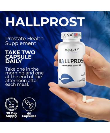 Hallusa Natural Hallprost - Prostate Health Supplement | Urinary Tract & Bladder Support Reduce Frequent Urination | Saw Palmetto Pygeum Pumpkin Seed Zinc Vitamin E | 180 Capsules - Buy Online on GoSupps.com