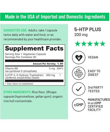 NatureWise (Pack of 2) CoQ10 200mg - High Potency Ubiquinone Non-GMO - 30 Softgels 30-Day Supply + 1 5-HTP 200mg + Vitamin B6 - Non-GMO Vegan - 60 Capsules 60-Day Supply  - Buy Online on GoSupps.com