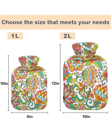 NAANLE Retro Flower Paisley Heat Bottle | 1L Hot Water Bottle for Back Pain Relief & Cold Therapy | Hand & Foot Warmer - Buy Online on GoSupps.com