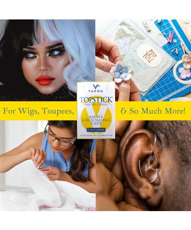 Vapon Topstick Men's Grooming Tape - 50 Clear Double Sided Strips for Toupee & Wig Adhesive - Buy Online on GoSupps.com
