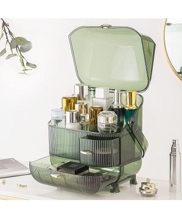 CANITORON Makeup Organizer | Large Capacity Dust & Waterproof Cosmetic Storage | Skincare & Makeup Brush Holder | Clear Green Display Case for Bathroom & Dresser - Buy Online on GoSupps.com