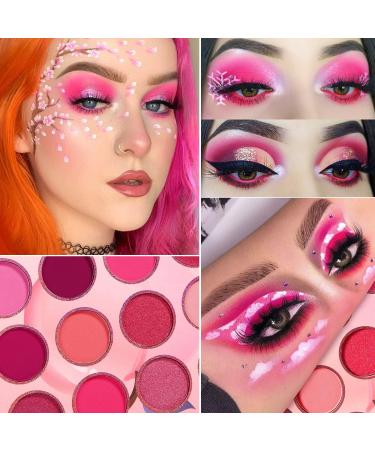 DE'LANCI Pink Purple Eyeshadow Palette Makeup 12 Colors Pigmented Matte Shimmer Cute Eye Shadow Tone Small Bright Peach Red Violet Eyeshadow Pallet Long Lasting Shades For Girl Women Summer Travel - Buy Online on GoSupps.com