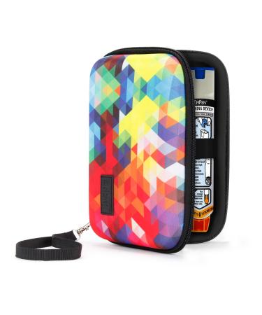USA GEAR Hard Shell EpiPen Case - Medical Case with Water Resistant Exterior Zipper and Wrist Strap - Compatible with 2 EpiPen Asthma Inhaler Eye Drops and More Allergy Medicine - Geometric