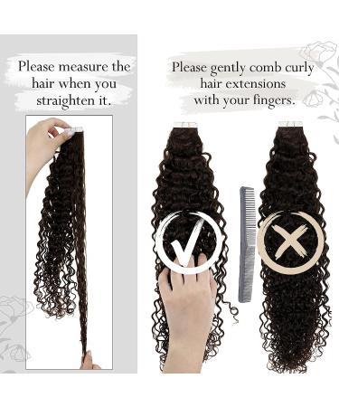 Runature Tape In Extensions - 40cm Real Curly Brown Hair Invisible Curls Remy Hair #2-nw 50g - Premium Quality Hair Extensions - Buy Online on GoSupps.com