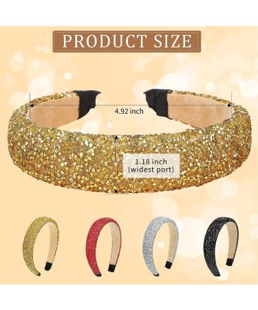 4-Piece Rhinestone Crystal Headband Set - Handmade Bling Hairbands for Women & Girls in Black, White, Red, Gold - Buy Online on GoSupps.com