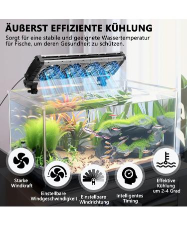 Fishkeeper Aquarium Cooler - Adjustable Air Speed & Timer | Quiet Fans for Freshwater Aquariums Up to 80cm (4 Fans 15W) - Buy Online on GoSupps.com