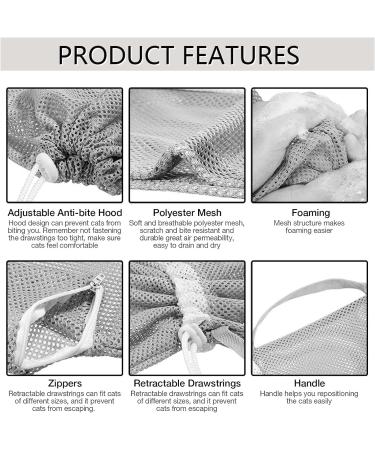 Cat Shower Net Bag Cat Bath Bag Breathable Multifunctional Adjustable Anti-Bite and Anti-Scratch Restraint Bag Cat Grooming Bag With cat comb and grooming brush for Bathing/Nail Trimming/Ear Clean - Buy Online on GoSupps.com