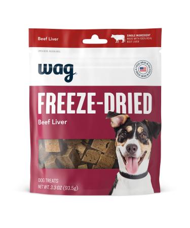 Amazon Brand - Wag Freeze-Dried Raw Single Ingredient Dog Treats (Chicken, Beef, Lamb), 3oz - 3.3oz