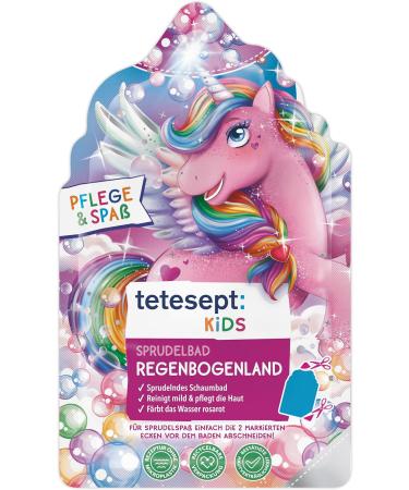 tetesept KIDS Rainbow Land Sparkling Bath - 15 x 40g - Sparkling Bubble Bath with Fruity Scent - Bath Fun for Children with Colored Foam and Red Rose Water - 15 x 40g - Buy Online on GoSupps.com