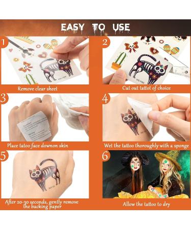 Halloween Glow in the Dark Face Tattoos - 18 Luminous Waterproof Sugar Skull Stickers for Kids & Adults - Perfect for Masquerade Party - Buy Online on GoSupps.com