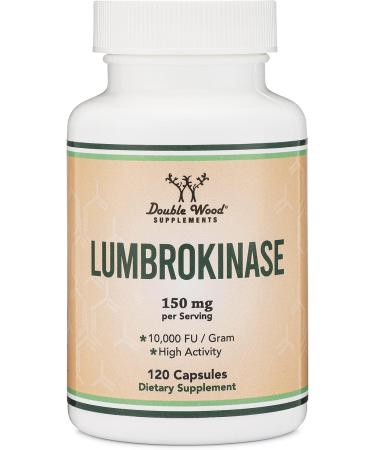 Lumbrokinase Enzymes Supplement - 120 Capsules (Max Activity 10,000 FU/Gram) 150mg per Serving (No Fillers Non-GMO Gluten Free) for Cardiovascular and Blood Circulation Support by Double Wood - Buy Online on GoSupps.com