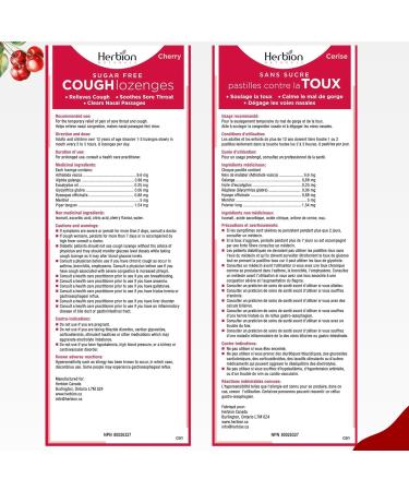 Herbion Natural Sugar Free Cough Lozenges Cherry Flavor | Cough Suppressant | Sore Throat Relief | Pack of 6 | - Buy Online on GoSupps.com