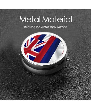 Portable Hawaiian Flag Pill Box | Round 3-Compartment Metal Container for Travel | Must-Have for Small Pills - Buy Online on GoSupps.com