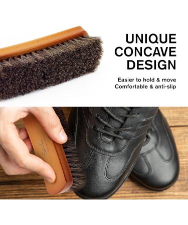 Stone and Clark Premium Horsehair Shoe Brush - 100% Horse Hair Bristles - Beech Wood Handle - Perfect for Leather Polish - Buy Online on GoSupps.com