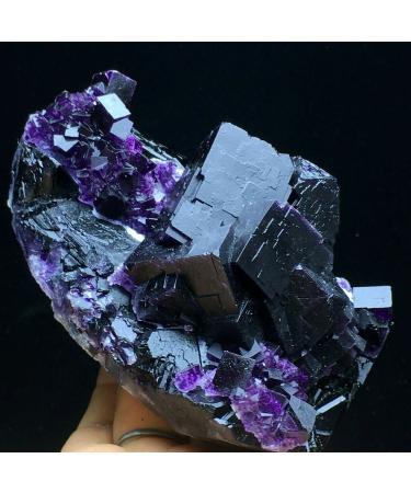 559.5g Natural Cube Deep Purple Fluorite Crystal Cluster Specimen/China Crystal Cluster