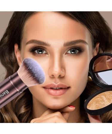 Makeup Brush Kabuki Face Brushes Retractable Travel Blush Brush Portable Flawless for Foundation Powder Blush Bronzer Buffing Liquid Cream Cruelty Free with Cover(Round-Head) - Buy Online on GoSupps.com