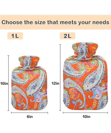 NAANLE 2L Hot Water Bottle - Orange Flower Paisley | Pain Relief for Menstrual Cramps | Heat & Cold Therapy - Buy Online on GoSupps.com