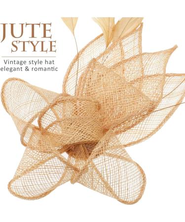 Lurrose Fascinators Hat Headband Women Tea Party Hair Clip 1920s Prom Queen Headpiece for Special Events Wedding Party (Golden) 22X18X5CM - Buy Online on GoSupps.com