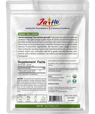 Certified Organic 2 LB Amla Berry Powder - Rich in Antioxidant Vitamin C | Supports Immunity - Gluten-Free, Vegan, Non-GMO - Buy Online on GoSupps.com