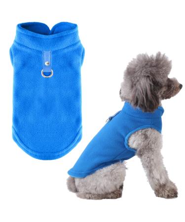 PETCARE Small Dog Sweater Cat Fleece Vest Soft Dog Jacket with Leash O-Ring Winter Warm Pet Pullover Coat Puppy Clothes for Small Dogs Cats Chihuahua Apparel Shih Tzu Costume, Blue XL (Suggest 17-28 lbs) Blue
