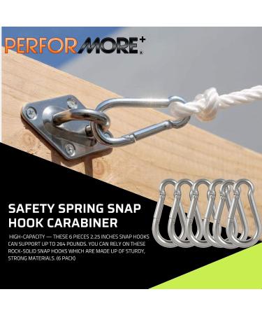 6 Pack of 2 1/4 Inches Stainless Steel Safety Spring Snap Hook Carabiner  Multi-Purpose Heavy Duty Stainless Steel Carabiner Clips for Keys Swing Set Camping Fishing Hiking Traveling - Buy Online on GoSupps.com