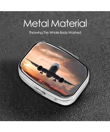 Airplane Art 2 Compartment Small Pill Case | Cute Travel Pill Organizer | Perfect Gift for Purses & Pocket - Buy Online on GoSupps.com