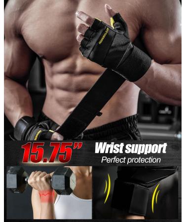 Manueklear Training Gloves for Men & Women - Strength Sports CrossFit Bodybuilding Cycling - Yellow - Buy Online on GoSupps.com
