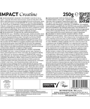 MyProtein Creatine Monohydrate Powder 250g - Unflavored Muscle Building Supplement for All Sports & Training - Buy Online on GoSupps.com